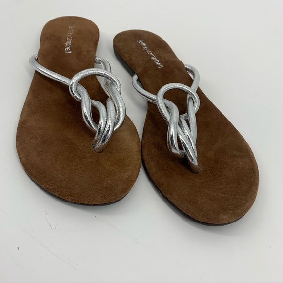 Jeffrey Campbell Leather Metallic Infinity Knot Thong Sandals Size 6 - Picture 3 of 7